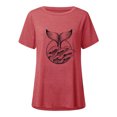 thumbnail image 3 of Pompotops T-Shirt Long à Manches Courtes Col Rond Imprimé Décontracté pour Femmes, 3 of 5