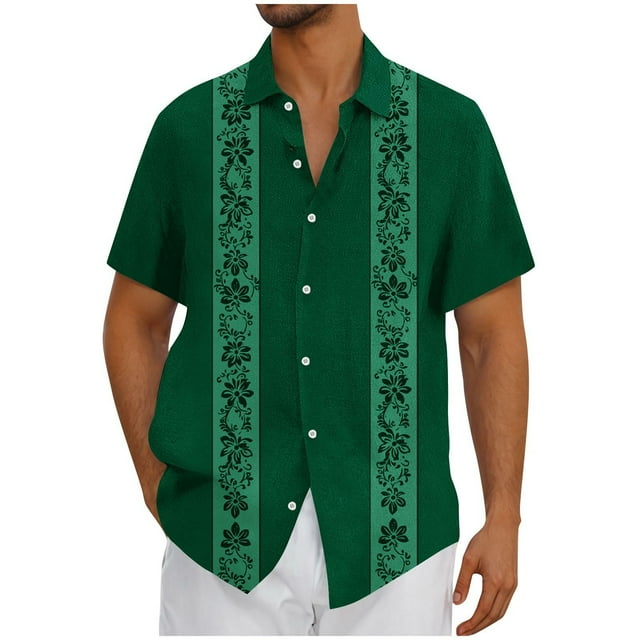 Txeol Chemise Hawaïenne pour Homme à Manches Courtes, Chemise Boutonnée, Chemise Tropicale d'Été pour la Plage, Rabais de 90 % Liquidation, Vert Armée, TTG