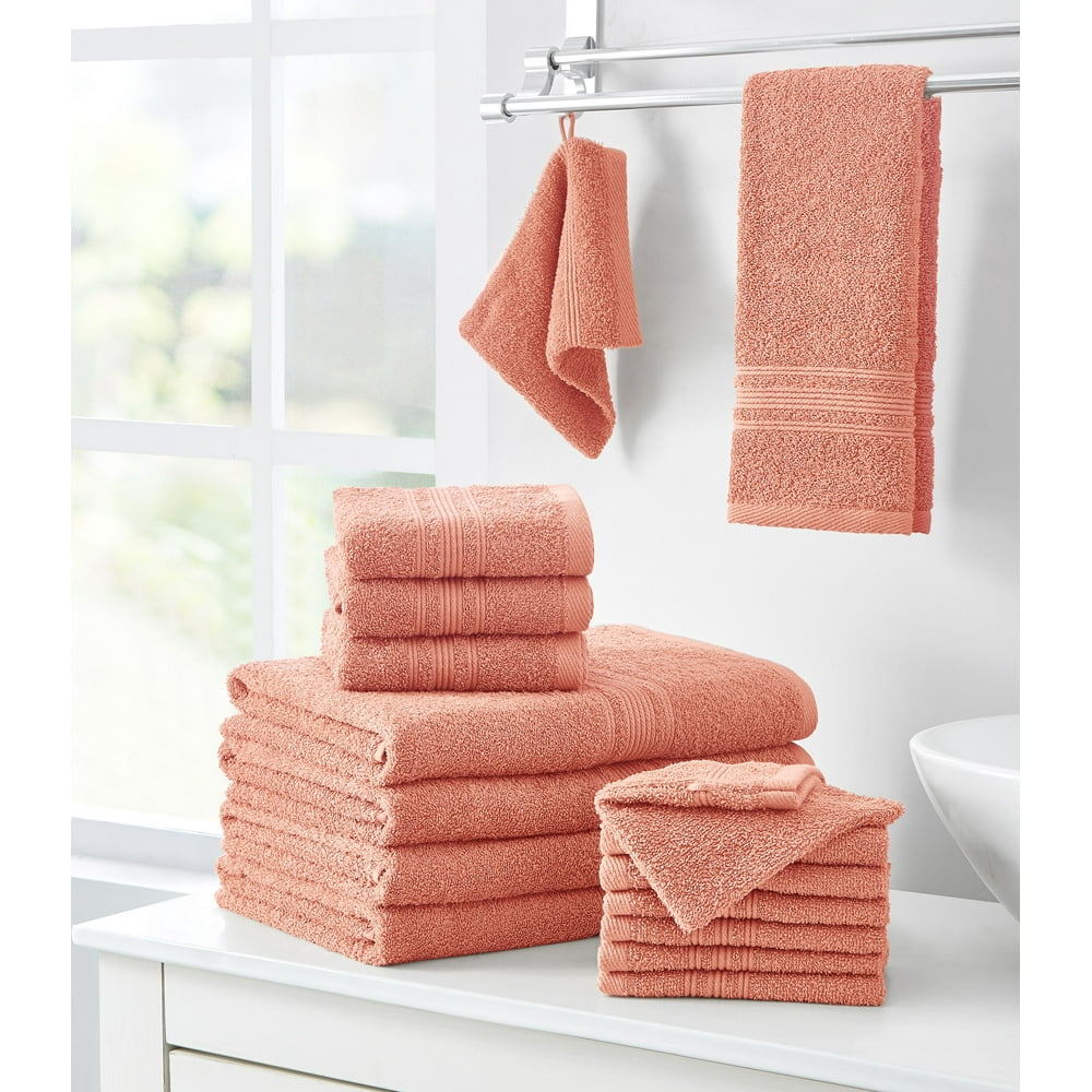 VCNY Home Essex 16Piece Cotton Bath Towel Set, Coral