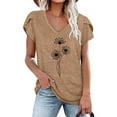 thumbnail image 2 of Summer Tops for Women Petal Short Sleeve V Neck Tunic Tops Casual Dressy Basic Blouse Print Loose Fit Tee Shirts, 2 of 4