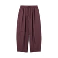 thumbnail image 4 of BILIKEYU Womens Baggy Wide Leg Pants Summer Casual Elastic Waist Palazzo Harem Pants with Pockets Capri Comfy Workout Going Out Sweatpant, Purple, 4 of 4