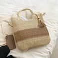 thumbnail image 4 of Bolsa de hombro para mujer con borlas tejido de paja de color de contraste para fiesta (Beige) Ndcxsfigh  Para Estrenar, 4 of 9