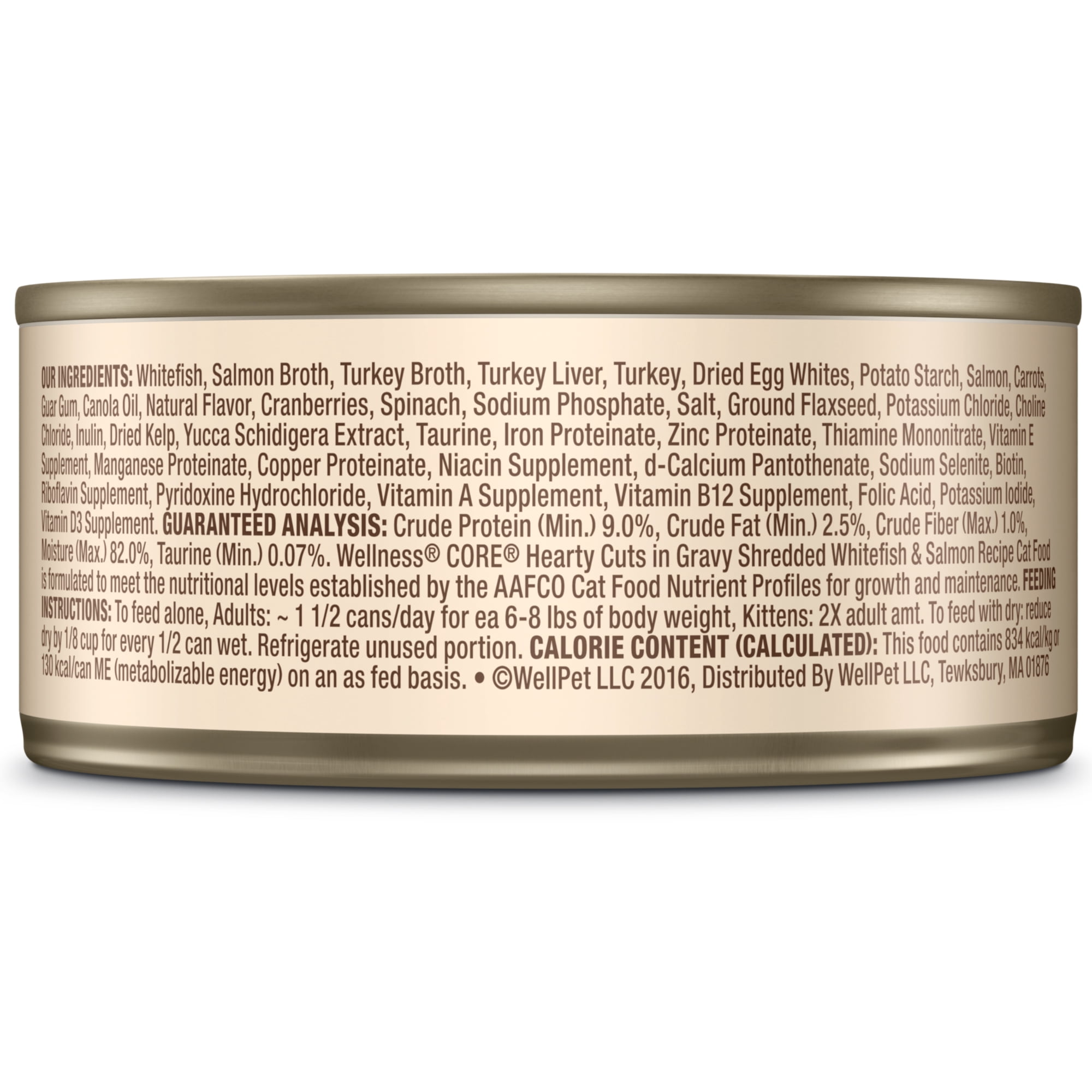 Wellness CORE Hearty Cuts Wet Cat Food, Whitefish & Salmon, 5.5oz Can (Pack of 24)