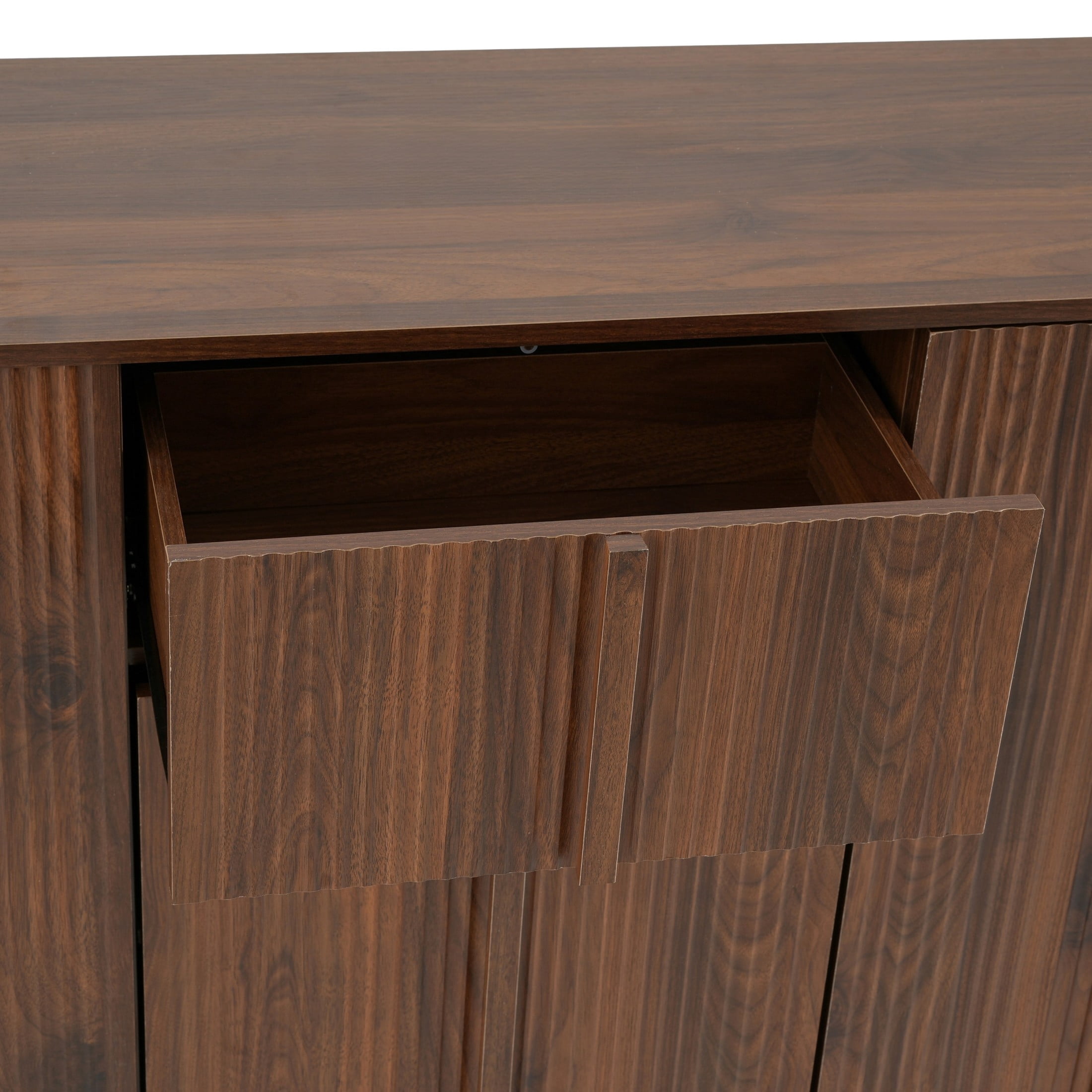 Christopher Knight Home 59" Modern Fluted Sideboard Storage Cabinet with 3 Doors and Drawer, Walnut
