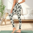 thumbnail image 3 of Renewold Black Paw Beige Leggings with Pockets for Women Ladies Athletic Pants Compression Leggings High Waisted Butt Lifting Printed Leggings Womens Preppy Leggings, M, 3 of 8