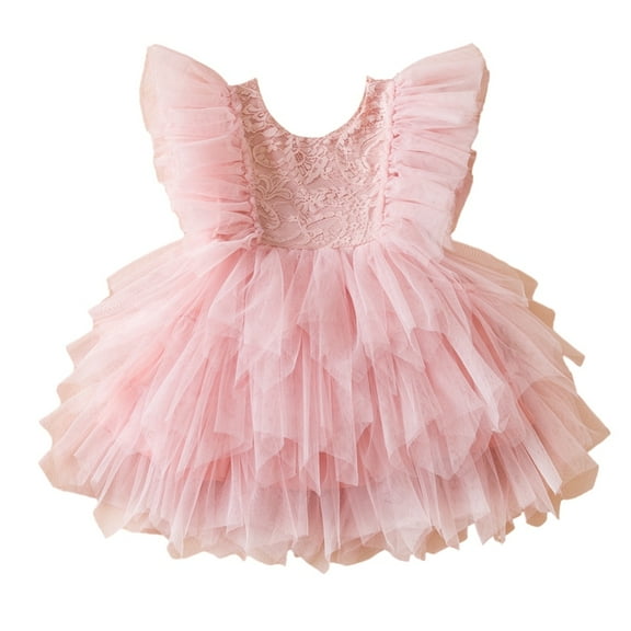 GYRATEDREAM Toddler Baby Girls Special Occasion Dresses Printed Princess Dress Ruffle Tulle Tutu Dress Birthday Summer Clothes 2025 Summer Style for 6M-5Y