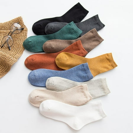 

Poseidon Winter Spring Solid Color Cotton Breathable Women Soft Warm Middle Tube Socks