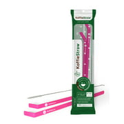 Reusable Koffie Straw 2 PACK: Pink 10"   Pink 8" with brush (in home-compostable packaging)