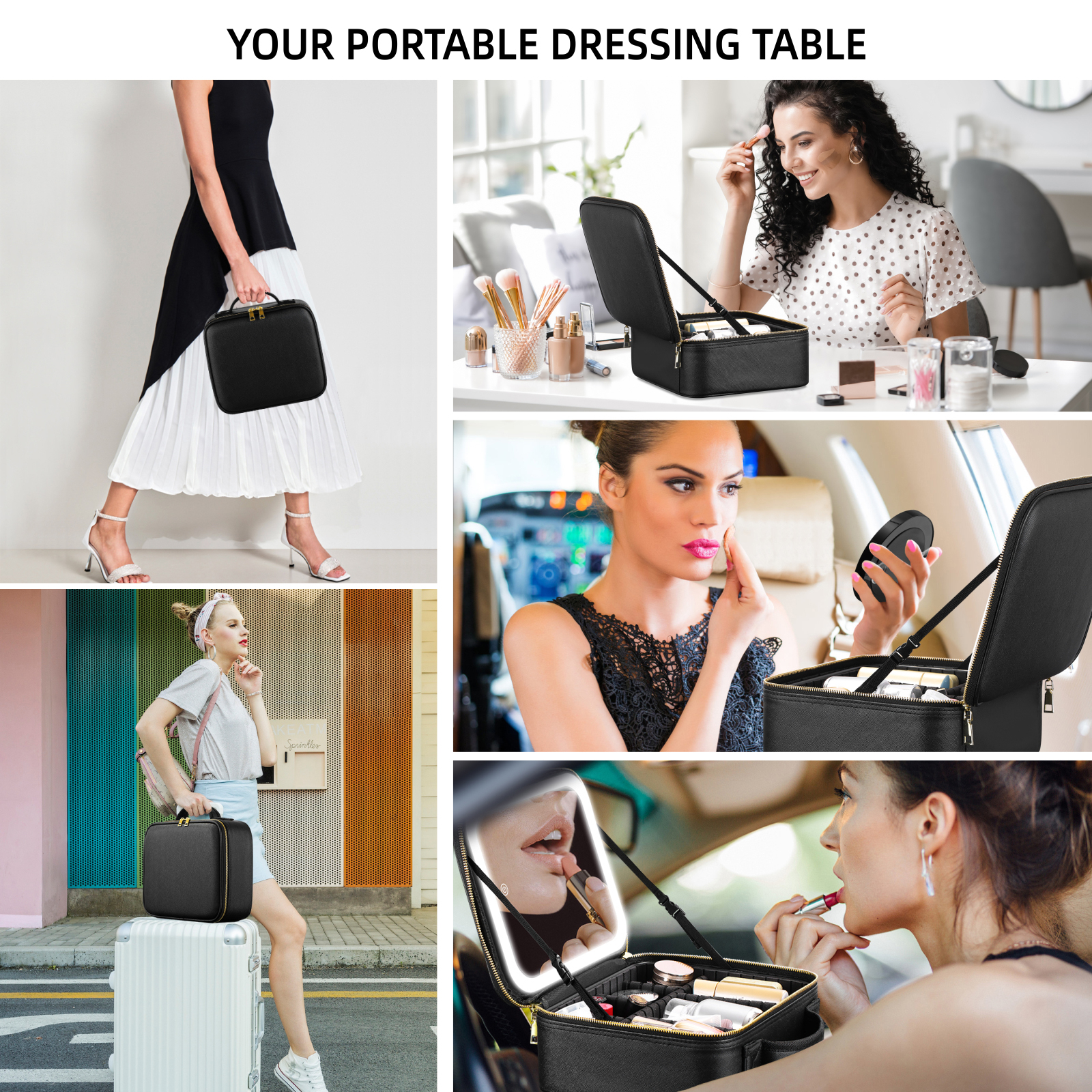 Suupvaor Lighted Travel Makeup Case with LED Mirror, Black photo 6