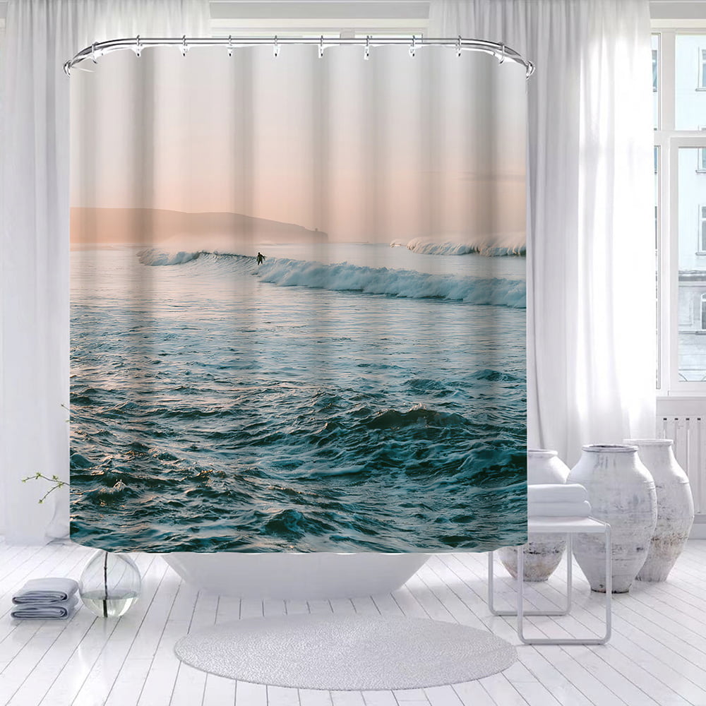 Luxury Modern Polyester Color Bathroom SHOWER CURTAIN 180X180cm Hooks Included 