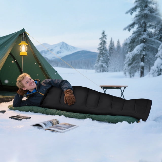 WIHJ Ultralightweight Compactable Camping Sleeping Bag For Adults Cold Weather Backpacking Hiking Mountaineering Gear With Insulation For Extreme Temperature Outdoor Adventure