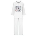 thumbnail image 4 of QIUOMBBP Women Halloween Pajamas 2 Piece Sets Cute Ghost Print Long Sleeve Tops and Baggy Wide Leg Pants Oversized Loungewear Outfits, White, XXXL, 4 of 5