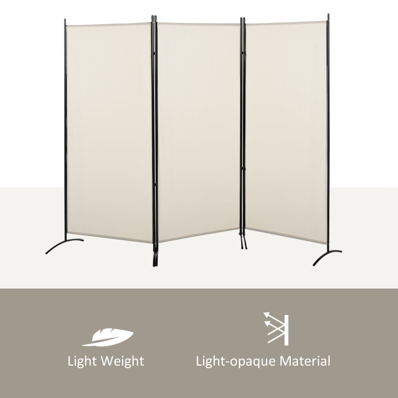 Alvantor 3-Panel Folding Privacy Screen, Freestanding Room Divider with Metal Frame 99.5"x71.75" Beige