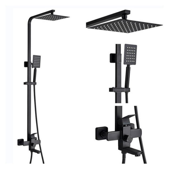 Luxurious Brushed Nickel Bathroom Shower Faucet Ultra-thin 8" Stainless Steel Rainfall Shower Head Hot Cold Water Mixer Kit