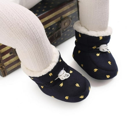 

Baozhu 0-18M Winter Newborn Baby Cotton Booties Non-Slip Sole for Toddler Boys Girls First Walkers Infant Warm Fleece Shoes Snow Boots (Love Shape Black)