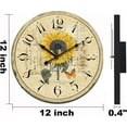 thumbnail image 6 of 12 Inch Silent Kitchen Clocks Wall Battery Operated for Living Room,Small Wall Clock Sunflower Decor for Kitchen Bedroom,Non-ticking Flower Wooden Clock Wall Decorative for Farmhouse Home Office, 6 of 7