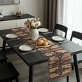 thumbnail image 2 of Wooden Plank Table Runner 48 Inches Long, Rustic Farmhouse Brown Black Barn Door Kitchen Coffee Dining Table Decoration for Home Party Birthday Wedding Home Decor 13x48 Inches, 2 of 8