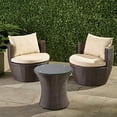 thumbnail image 4 of Christopher Knight Home Kono PE Wicker Chat Set, 3-Pcs Set, Brown, 4 of 5