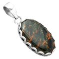 thumbnail image 3 of Natural Turkish Rainforest Chrysocolla 925 Silver Pendant Jewelry P-1637 SDP156925, 3 of 5