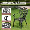 thumbnail image 5 of 3 Piece Outdoor Bistro Set, Rustproof Outdoor Patio Furniture, Cast Aluminum Bistro Table Set with Umbrella Hole for Backyard, Balcony, Front Porch, Lawn, Pool (Black), 5 of 7