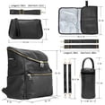 thumbnail image 2 of Minsong Bolsa de pañales Mochila de cuero de moda Mochilas para mamás Bolsas de pañales para bebés de viaje con organizador en bolsa y cambiador (negro), 2 of 5