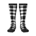 thumbnail image 2 of Picia Women Crew Soft Moisture-wicking Socks White And Black Plaid Pattern Design Cotton Socks, One Size fit All, 2 of 9