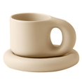 thumbnail image 1 of HAOMONZEN Coffee Mug Creative Handmade Fat Handle Mug Ceramic Coffee Mug Cup Oval Plate Personalized Ceramic Cup Saucer for Coffee Tea Milk Cake Home Decor Deals of the Week, 1 of 8