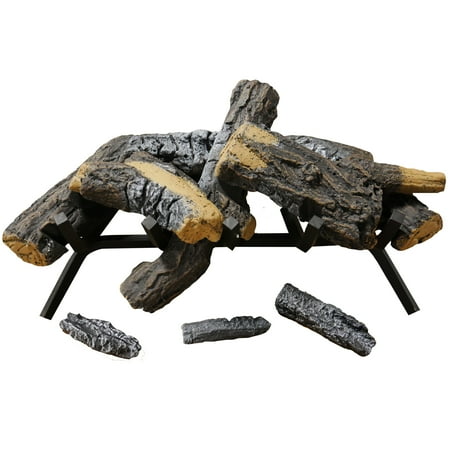 Cedar Ridge Hearth 24 Decorative Realistic Fireplace Ceramic Wood