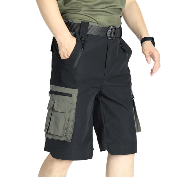 Ceisia Men's Tactical 5-Quarter Pants - Gift Multifunctional Breathable Waterproof Windproof Multi-Pocket Workwear Outdoor Sports Shorts with Adjustable Elastic Waist