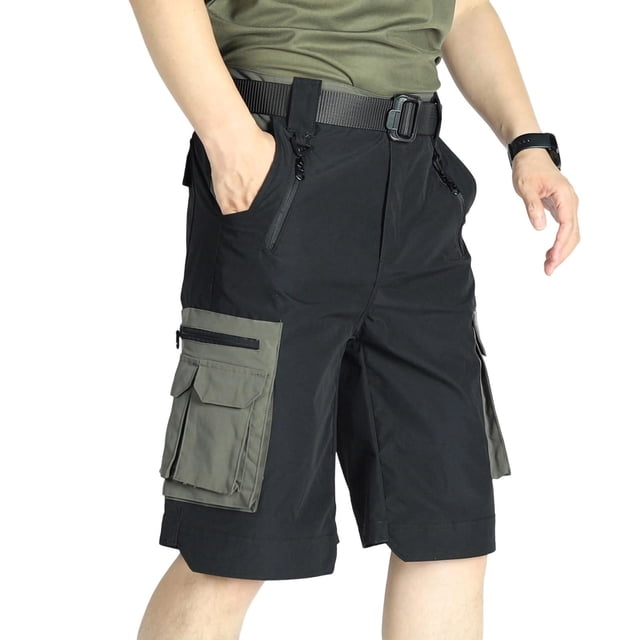 Ceisia Men's Tactical 5-Quarter Pants - Gift Multifunctional Breathable Waterproof Windproof Multi-Pocket Workwear Outdoor Sports Shorts with Adjustable Elastic Waist