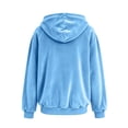 thumbnail image 3 of Gtoiithly Women's Soft Velour Zip Up Hoodie Jacket, Fleece Lined Long Sleeve Hooded Sweatshirt, Casual Warm Outerwear for Fall & Winter with Pockets Light Blue S, 3 of 3