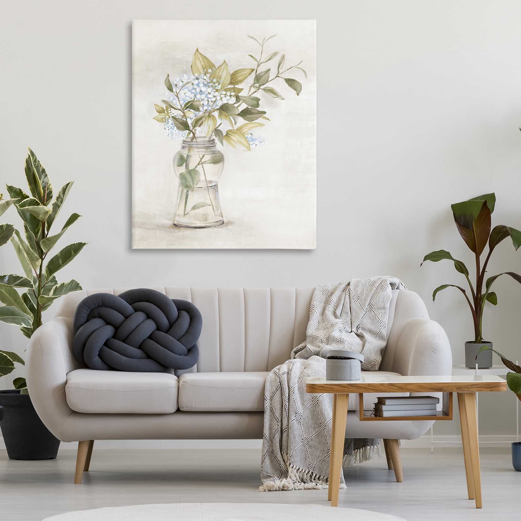 Stupell Industries Soft Cottage Blooms Vase Plants & Flowers Painting Wrapped Canvas Art Print Wall Art, 36 x 48