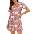 thumbnail image 1 of Fotbe Cartoon Chicken Bata de Dormir para Mujer con Estampado, Camisón de Algodón de Manga Corta, Ropa de Dormir Casual, 1 of 6