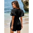 thumbnail image 4 of Romper Cicy Bell para mujer, bonito lazo en la parte delantera, cuello en V, manga abullonada, 4 of 7