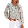 thumbnail image 1 of ORUYROP Blouses Décontractées Boho à Imprimé Floral Col en V Manches Longues Amples pour Femmes, 1 of 6