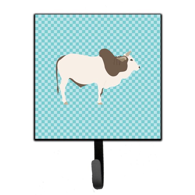 ""Caroline'S Treasures Malvi Cow Blue Check Gancho De Pared Pequeño Multicolor""