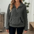 thumbnail image 6 of SAATLERI Quarter Zip Pullover Women Fleece Fuzzy Oversized Sweatshirts Sherpa Long Sleeve Fall Warm Hoodies With Pockets, 6 of 6