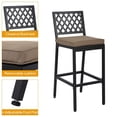 thumbnail image 4 of 3-Piece Outdoor Patio Bar Set, Bar Height Patio Dining Set, Weather-Resistant Bistro Counter Pub Set with Cushions & Slatted Tabletop for Backyard (Black, 47" Table and 2 "X stools), 4 of 7
