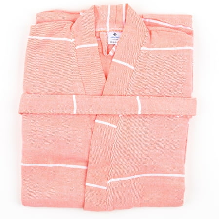 Context Men and Women 100% Organic Turkish Cotton Ultra Absorbent Beach, Bath, Pool, Hotel and spa peshtemal Robe Unisex Turkish Bathrobe, Large/Extra Large, (Coral)