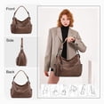 thumbnail image 5 of Capamaster Large Capacity Vintage Hobo Bag | Retro PU Leather 2-Way Shoulder Crossbody Purse for Women Mud Color, 5 of 8