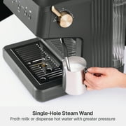 Thyme & Table Barista Grade Espresso Machine with 15-Bar Pressure and Conical Burr Grinder, Slate Grey