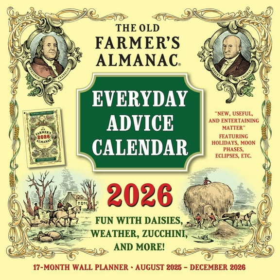 Sellers Publishing, Old Farmer Almanac Advice 2026 Wall Calendar, 12'' X 12'', 17-Month Calendar with Stapled Binding