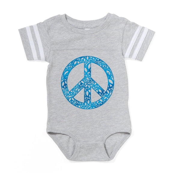 CafePress - Peace Peace Blue - Cute Infant Baby Football Bodysuit