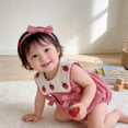 thumbnail image 2 of Glisme Newborn Girl Onesies Crewneck Cartoon Prints Bodysuit Long Sleeve Romper With Snap Closure Lovely Clothes 3-6 Months Red, 2 of 6