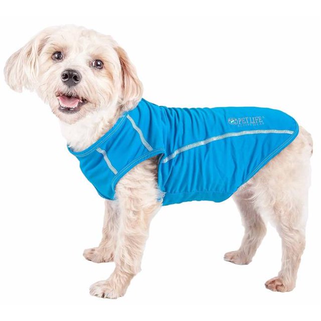 Pet Life TSHL2LBLG Active Racerbark 4-Way Stretch Performance Active Dog Tank Top T-Shirt - Sky Blue, Large