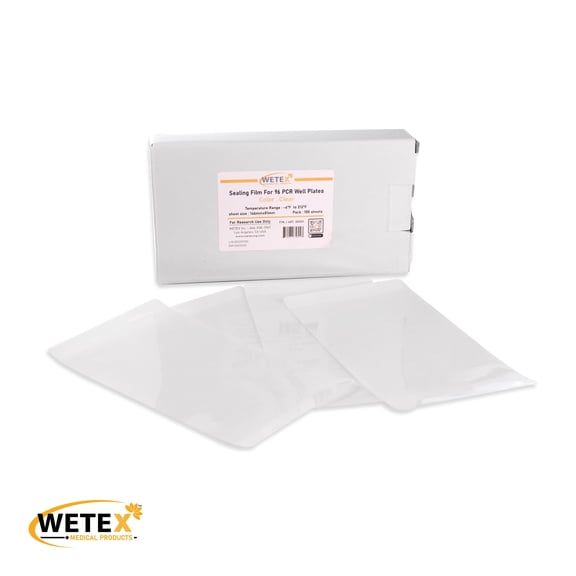 WETEX 100 sheets Sealing Film, Universal fit for PCR Plate, Clear, 30050