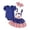 Blue, variant on Bovxnpu Girls Boys Outfits Set Kids Short Sleeve Crewneck Romper Print Suspender Skirt 3Pc with Headband Set