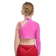 thumbnail image 5 of SiiRoh Girls 2-Piece Ballet Lyrical Dance Outfit Set Single Long Sleeve Crop Tops with Mesh Skirts Hot Pink 10, 5 of 6