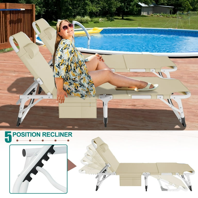 MOPHOTO Heavy Duty Tanning Chair with Face Hole, Adjustable 5-Position Folding Chaise Lounge Chairs for Outside, Portable Lay Flat Beach Lounge Chair for Outdoor Sunbathing Beach Pool Lawn Camping