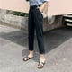 thumbnail image 4 of Pantalones 2023 de lino y algodón para mujer, pantalón Harlan de Color liso con cintura elástica, suaves, de alta calidad, 4 of 4